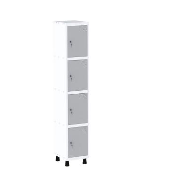 Imagem de Roupeiro Em Aço Mt 1v 4 Portas - Fechadura Branco-cinza