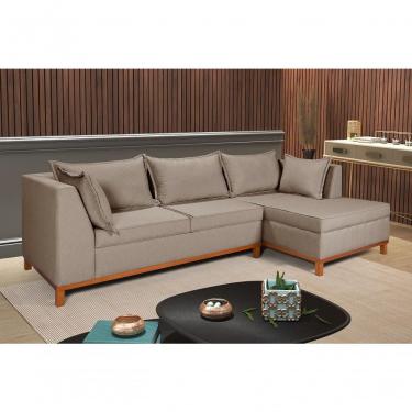 Imagem de Sofá Malta Chaise Living 4 Lugares Império Pés Madeira Linho 201