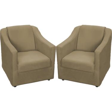 Imagem de Kit 2 Poltronas Mila Pé De Plástico Cromado - Nude Suede