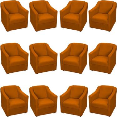 Imagem de Kit 12 Poltronas Mila Pé De Plástico Cromado - Terracota Suede