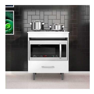 Imagem de Balcão Para Cooktop 4 Bocas Poliman Alecrim Com Nicho Branco