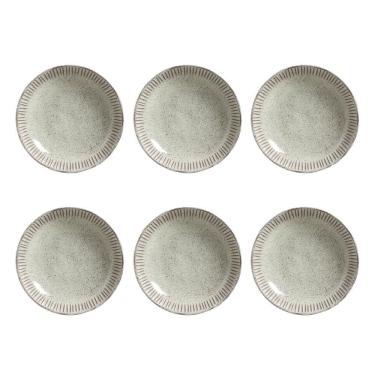 Imagem de Conjunto De Pratos Fundos Porto Brasil Linhas Pistache 6 Pçs Verde