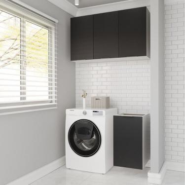 Imagem de Lavanderia Modulada 2 Peças Sem Tampo Sem Rodapé Ipanema Cabecasa Madeiramadeira Grafite Trama