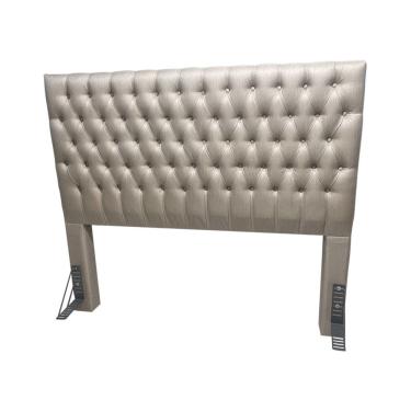 Imagem de Cabeceira Cama Queen Estofada Capitonê Creta 1,60m Linho Bege
