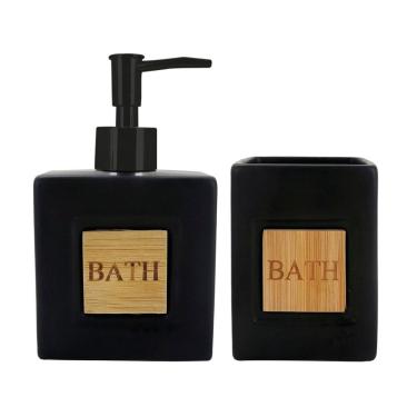 Imagem de Conjunto Para Banheiro Em Cerâmica Bath Com 2 Peças Mimo Style Preto