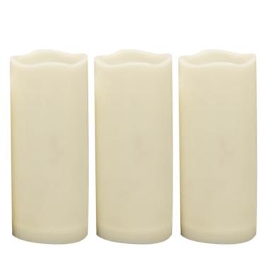 Imagem de Velas sem chamas à prova d'água operadas por bateria ao ar livre com temporizador automático, resina plástica cintilante, luzes de pilar elétricas de LED para lanterna, pátio, jardim, decorações de