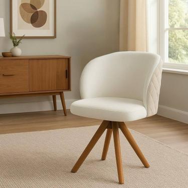 Imagem de Poltrona Giratória com Revestimento em Bouclé e Acabamento Matelassê – Dior Exclusiva