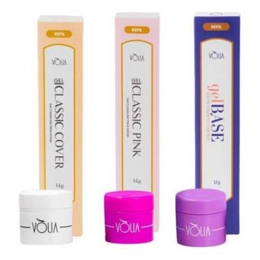 Imagem de Kit Refil Sache Volia Gel Base + Classic Pink +Classic Cover - Vòlia