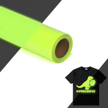 Imagem de HTVVETUR Rolo De Vinil Transferível Htv Que Brilha No Escuro, 30 Cm X 3 Metros, Para Passar A Ferro, Faça Você Mesmo, Camiseta, Elástico Pu (Amarelo Metros)