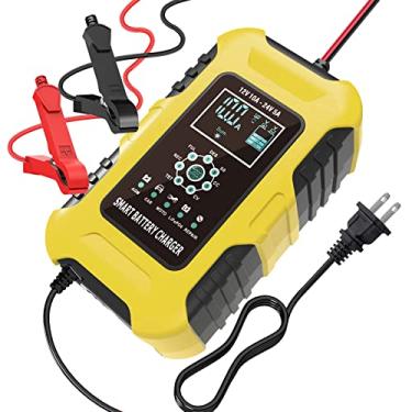 Imagem de Foxwer Carregador De Bateria 10 A Para Motocicleta E Carro, Reparo Pulso 12 V 24 V, Rápido Manutenção Caminhão, Quadriciclo, Cortador Grama, Trator, Sla Agm Gel Chumbo-Ácido Úmido Lifepo4