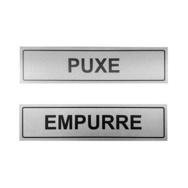 Imagem de Kit 2 Placas Sinalização Puxe E Empurre em Alumínio 20x5cm - Placas Ex