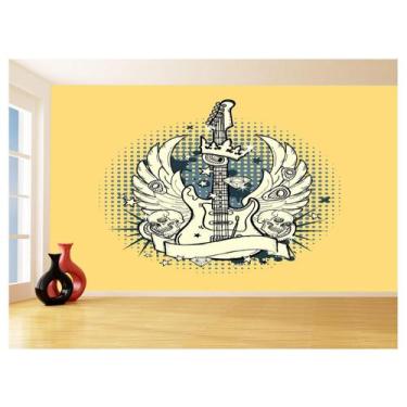 Imagem de Papel De Parede 3D Musica Guitarra Arte Graffiti 3,5M Mus77 - Você Dec