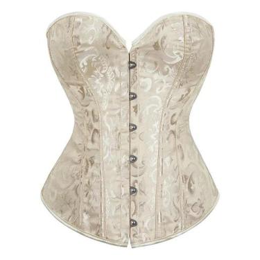 Imagem de Corset Espartilho Corselet Corpete Florido Sem Babado - Modas Fagundes