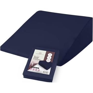 Imagem de CirclesHome Capa de almofada de cunha 100% algodão, protetor de almofada de cunha com zíper, macio, hipoalergênico e respirável - azul-marinho, (24Lx25Lx12)