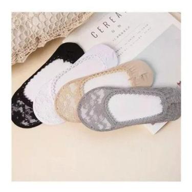 Imagem de Kit 12 Pares Meia Invisível Feminina Rendinha Antiderrapante - oem, 9-