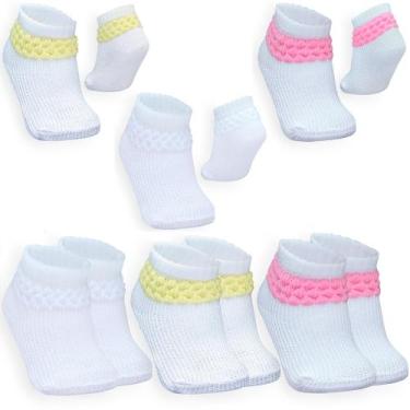Imagem de Kit 3 Pares Meia Bebê 0 a 6 Meses Infantil em Malha Persa - Nena Enxov