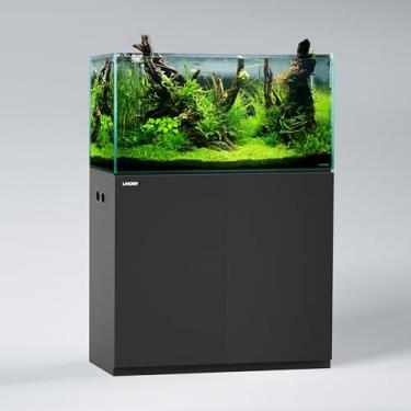 Imagem de LANDEN Armário de armazenamento de madeira com design moderno de destaque, móveis multiuso para sala de estar e decoração de casa, funciona como suporte de aquário para tanques de até 100 litros