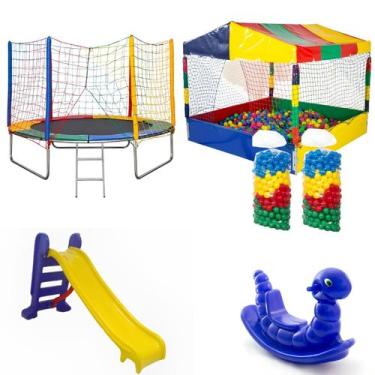 Imagem de Kit Cama Elástica 2,44m Piscina de Bolinhas 1,50m 1000 Bolinhas Escorr