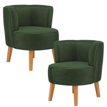 Imagem de Kit 2 Poltronas Cadeira para Sala de jantar Moderna Tecido Veludo MOBLAN decor (Verde musgo)
