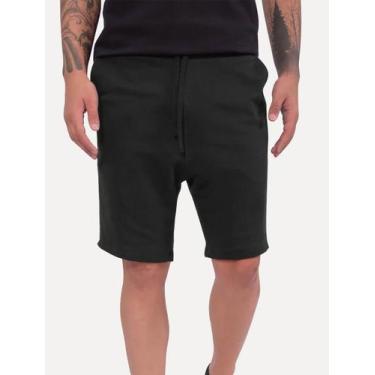 Imagem de Bermuda Calvin Klein Jeans Moletom CK Silk Barra Rect Preta, 40