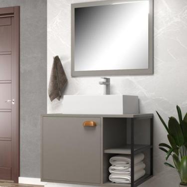 Imagem de Conjunto Gabinete para Banheiro com Espelheira e Cuba Nassau - Belizze