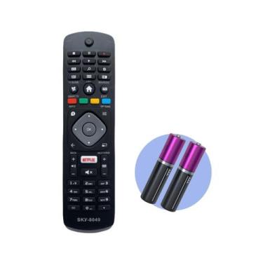 Imagem de Controle Remoto Compatível Tv Philips Smart Netflix + Pilhas - Skylink