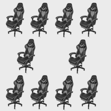 Imagem de Kit 10 Cadeiras Gamer com Rodízios Pu Hawker 3315