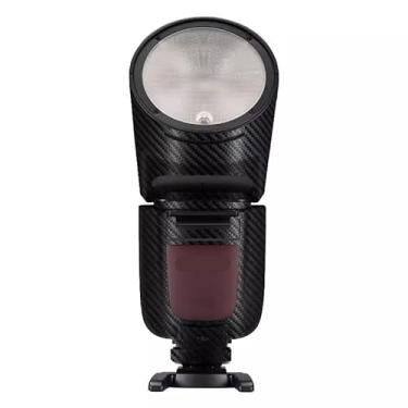Imagem de Adesivo de flash para câmera antiarranhões para Godox V1 Pro Flash estroboscópico protetor de vinil protetor corporal decalque de revestimento V1 Pro (fibra de carbono preto)