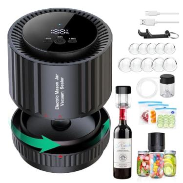 Imagem de ZJSTRO Selador A Vácuo Para Potes De Vidro, Kit Elétrico 4 Em 1, Com Parada Automática Sucção, Compatível Sacos, Garrafas Vinho, Boca Larga E Regular