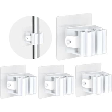 Imagem de Suporte Adesivo Multiuso p/Vassouras, Rodos e Utensílios – Kit c/ 5 ou 10 Unid. Sem Furar Parede (5)