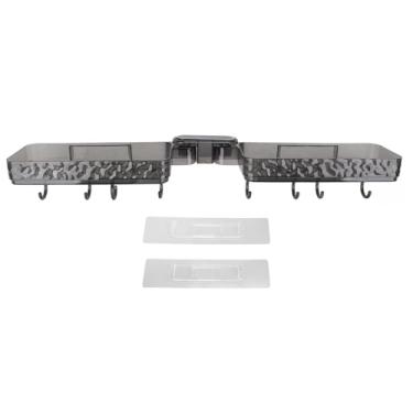 Imagem de Pia montada na parede Caddy resistente à água resistente a resistente organizador versátil da prateleira de chuveiro para banheiro de cozinha plástico 498g 2 prateleiras (Cinza transparente)