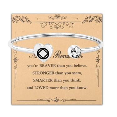 Imagem de AKTAP Narcóticos Anônimos Pulseira de Recuperação Presentes para Sobriedade Mulheres You Are Braver Stronger Smarter Than You Think, Small, Aço inoxidável, Sem Pedra Preciosa