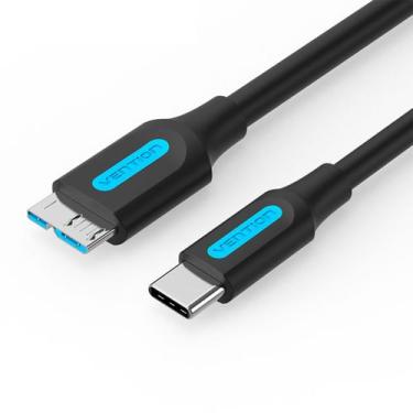 Imagem de Cabo USB C Vention Para Micro B 3.0 Hd Externo Preto 1m