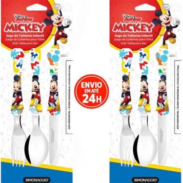 Imagem de Kit Com 2 Talher Infantil Chaves Inox Simonaggio Disney Garfo e Faca, 