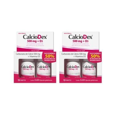 Imagem de Kit 2 CalcioDex 500 mg + D3 120 Cápsulas Pack 2 Frascos - Kley Hertz, 