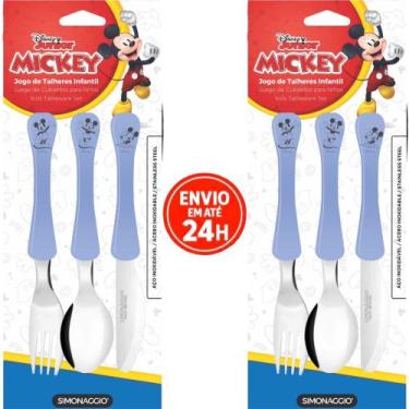 Imagem de Kit Com 2 Talher Infantil Chaves Inox Simonaggio Disney Garfo e Faca, 