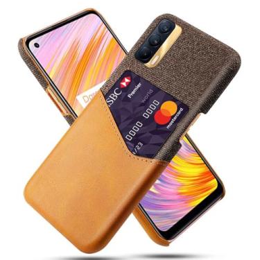 Imagem de Capa para OPPO Realme V15 5G,Anti-deslizamento,Proteção contra quedas de 360°,Resistência à impressão digital,Tela e caso de couro PU com 1 slot de cartão atrás-Brown