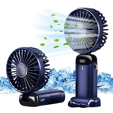 Imagem de Jsdoin Mini Ventilador de Mão, Ventilador Portátil USB, 5 Velocidades com Base, Dobrável para Escrita e Viagem (Azul Escuro)