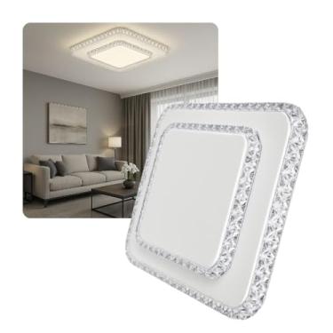 Imagem de Luminária de Teto Moderna para Sobrepor Plafon Led 3 em 1 Efeito Cristal Estrelado Lustre para Sala 110/220v