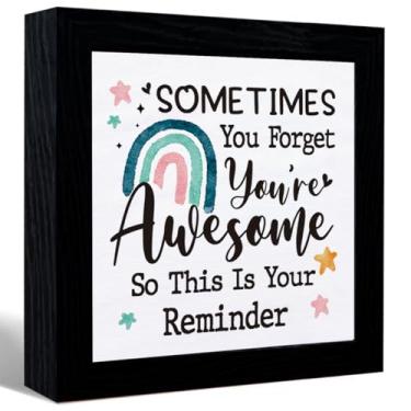 Imagem de z-crange Sometimes You Forget You're Awesome Sign Desk Decor, Inspirational Quotes Canvas Frame Table Sign For Home Office Shelf Desk Decor, Presentes Para Colegas de Trabalho Mulheres Homens