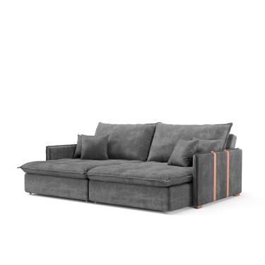 Imagem de Sofá Retrátil Sem Caixa 3 lugares Solomons Veludo Grafite