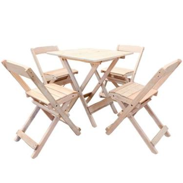 Imagem de Conjunto Jogo De Mesa Dobravel Com 4 Cadeiras Madeira Maciça Bar Resta