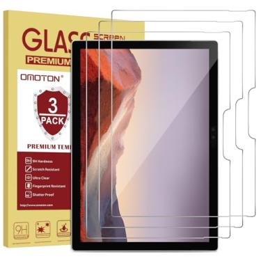 Imagem de Película protetora de tela OMOTON [pacote com 3] para Surface Pro 7 6 5 4 [12,3 polegadas] – vidro temperado/moldura de guia/resistente a arranhões
