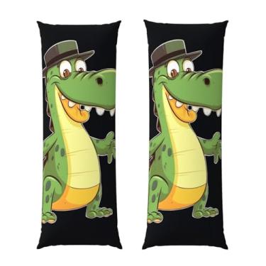 Imagem de Capa de travesseiro corporal com zíper oculto, fronha longa de microfibra macia e respirável para travesseiro corporal, capas de travesseiro de desenho animado de crocodilo engraçadas para dormir