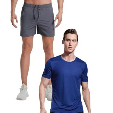 Imagem de Kit Camiseta Academia Fitness Corrida PROTEÇÃO SOLAR UV SOLAR MC + Shorts Tactel ELASTANO 711-Masculino
