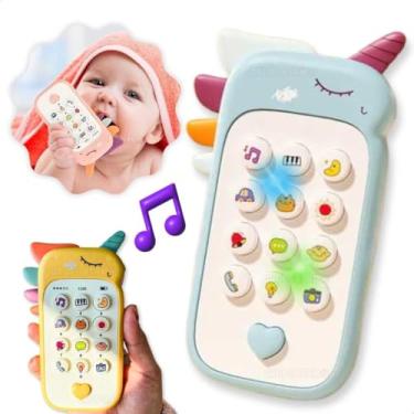Imagem de Celular Telefone Infantil De Brinquedo Interativo Música Sons Educativos Luzes Mordedor Sensorial Fase de Dentição Presente Bebê 1 Ano 12 Meses Natal Aniversário Dia Das Crianças (Unicórnio Cinza)
