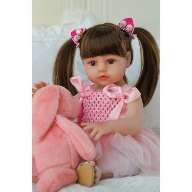 Imagem de Boneca Reborn SCOM Lifelike Girl 45 cm de silicone para corpo inteiro 3+