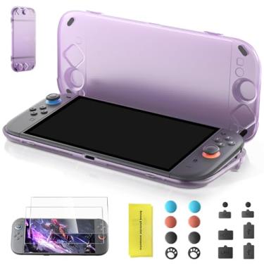 Imagem de LuxiSync Protective Carrying Case Set for Switch 2, Matte Purple Case with Charging Port, Includes 2 Screen Protectors, 8 Thumb Clips, and Dust Plug ,Ultra-thin, waterproof, and shockproof design