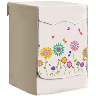 Imagem de Protetor de secadora para máquina de lavar, capas de máquina de lavar e secadora com fita de fixação e zíper, protetor solar estampado de flores para lavadora de carga frontal (61 x 83 x 68 cm)