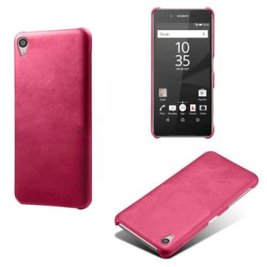 Imagem de Capa para Sony Xperia Z5,Proteção contra quedas,Casca de volta de cor sólida simples,Design de couro de imitação de plástico-Rose